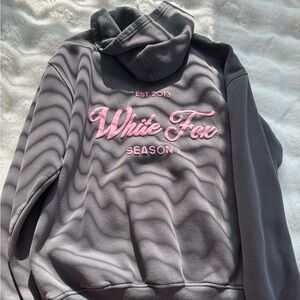 White Fox Boutique Gray Hoodie with Pink Logo